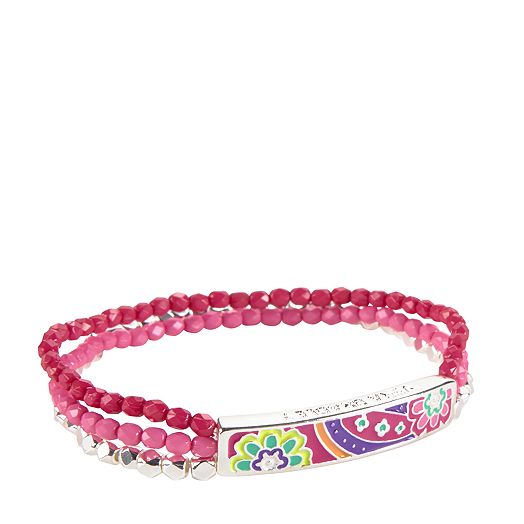 Beaded Stretch Bracelet in Pink Swirls