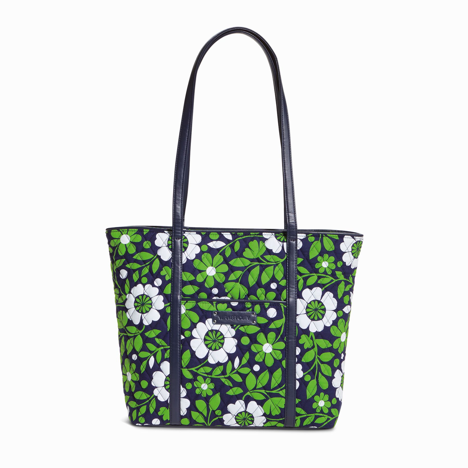 Vera Bradley Small Trimmed Vera Tote in Lucky You with Navy Trim ...