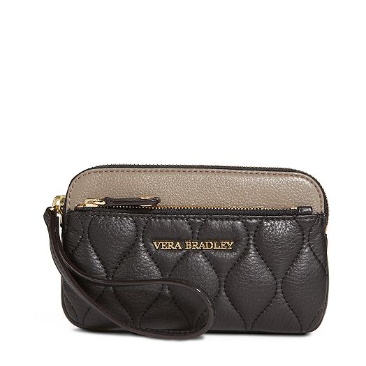 Quilted Sophie Wristlet in Black and Taupe