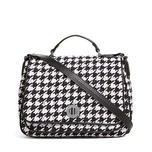 Turnlock Crossbody in Midnight Houndstooth with Black Trim
