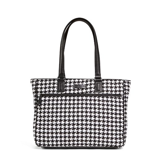 Work Tote in Midnight Houndstooth with Black Trim