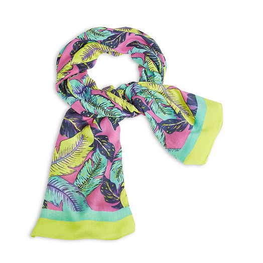 Oversized Scarf in Palm Feathers
