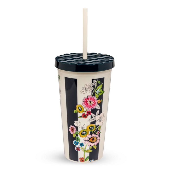 Image of Travel Tumbler in Midnight Floral Stripe